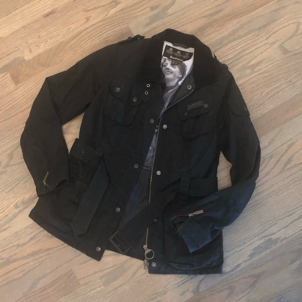 Barbour Utility Jacket Black w/Belt Size 4